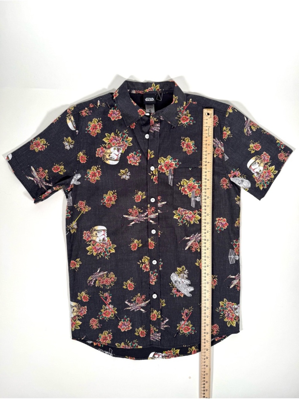 Star Wars Floral Stormtrooper X-Wing TIE Fighter Tropical Hawaiian Shirt Size S - Picture 5 of 14